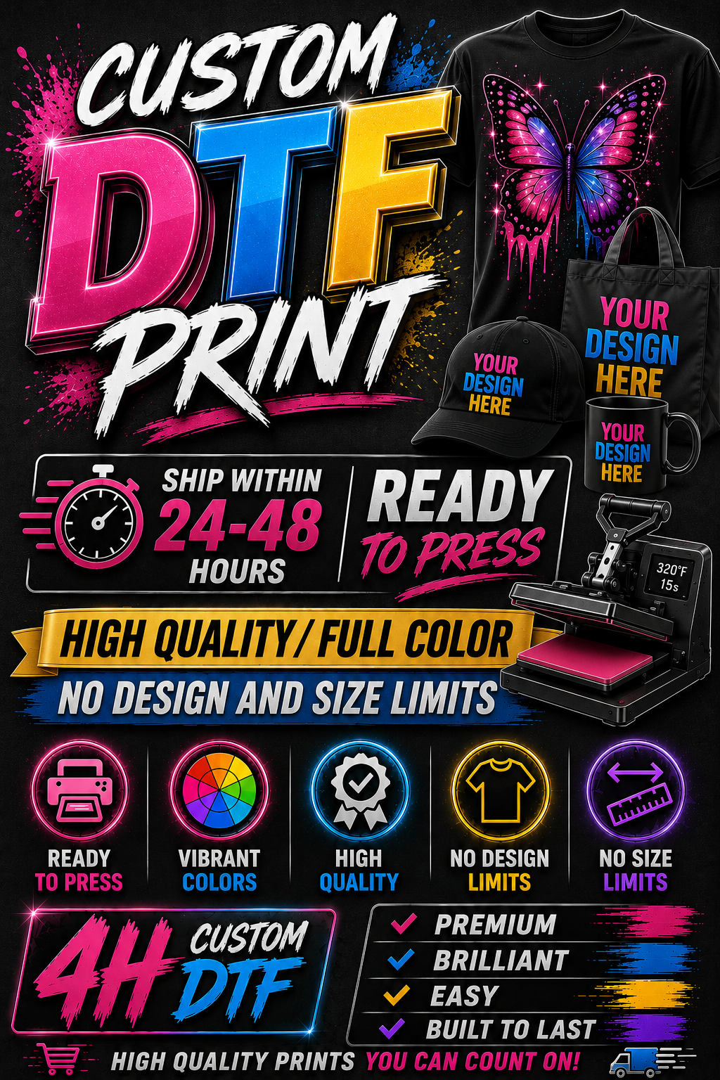 Custom DTF Prints | 24-48hr Shipping