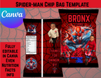 Spider-Man Chip Bag Template | Fully Editable In Canva