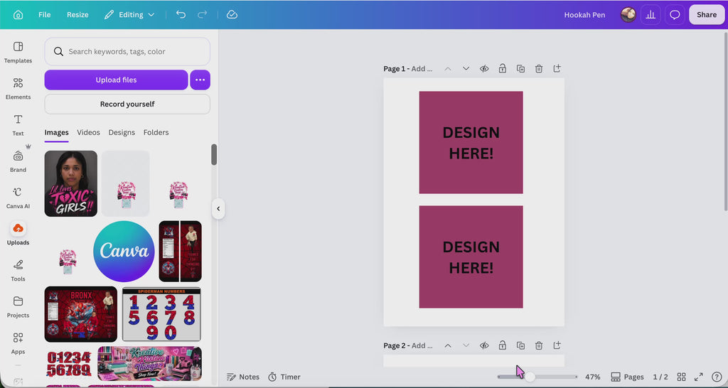 DIY Hookah Pen Template | Edits Made in Canva